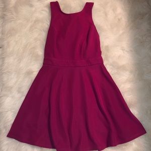 Fuchsia Ribbed Cross Backless Dress
